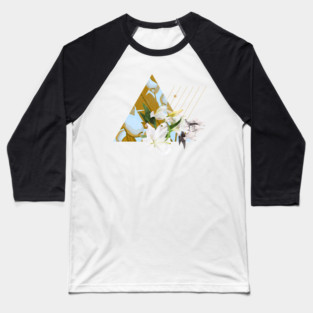 Tropical Flowers & Geometry Baseball T-Shirt