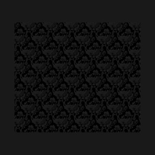 Black Lotus Flower Pattern T-Shirt