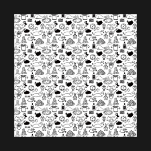 Iceland doodles - Fun pattern with characters from everyday life in iceland! T-Shirt