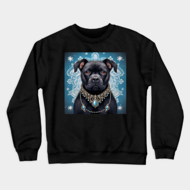 Black Staffy Jewel Crewneck Sweatshirt by Enchanted Reverie