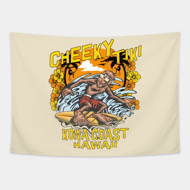 Cheeky Tiki Kona Coast Hawaii Beach Bar and Restaurant Tapestry by Joaddo