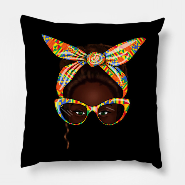 African Woman With Kente Pattern, Melanin Girl, Afro Style Pillow by logiamerch