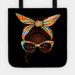 African Woman With Kente Pattern, Melanin Girl, Afro Style Tote