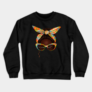African Woman With Kente Pattern, Melanin Girl, Afro Style Crewneck Sweatshirt