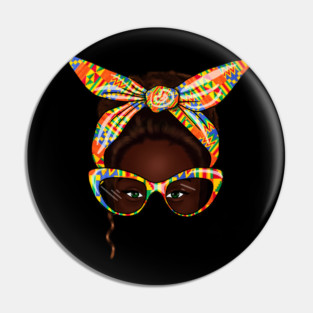 African Woman With Kente Pattern, Melanin Girl, Afro Style Pin