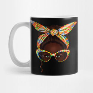 African Woman With Kente Pattern, Melanin Girl, Afro Style Mug