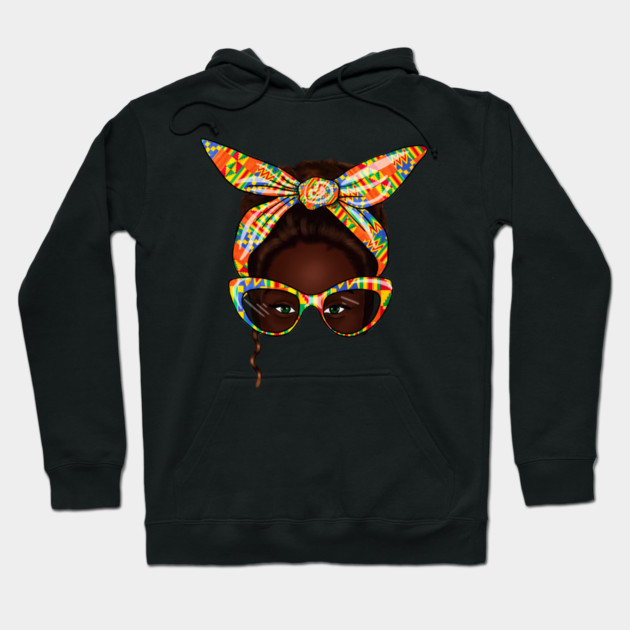 African Woman With Kente Pattern, Melanin Girl, Afro Style Hoodie by logiamerch