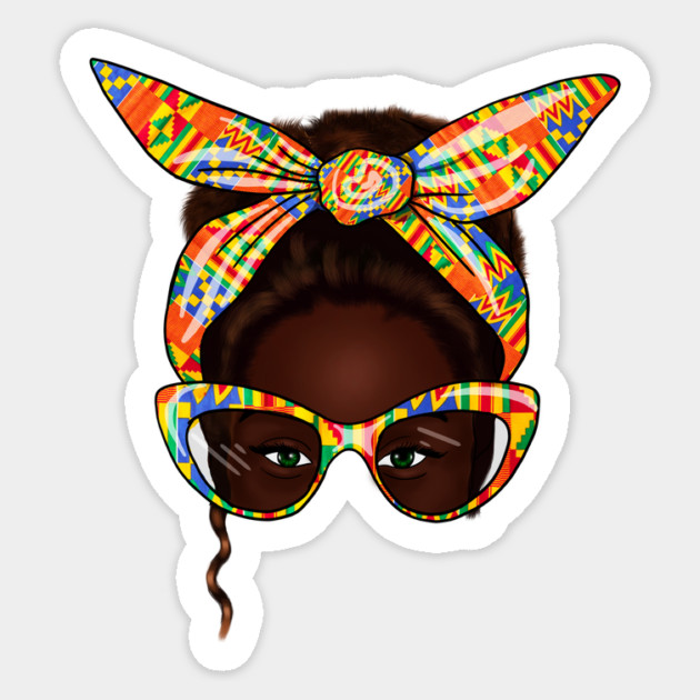 African Woman With Kente Pattern, Melanin Girl, Afro Style Sticker by logiamerch