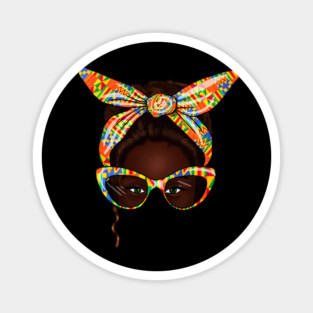 African Woman With Kente Pattern, Melanin Girl, Afro Style Magnet