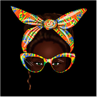 African Woman With Kente Pattern, Melanin Girl, Afro Style Posters and Art