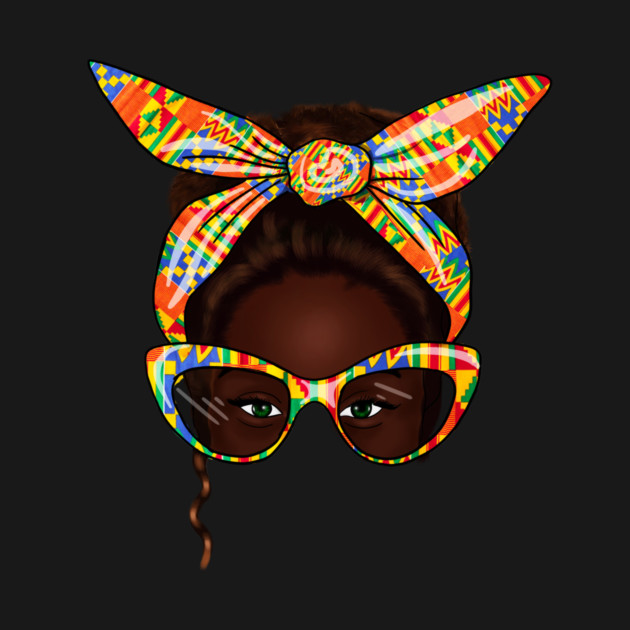 African Woman With Kente Pattern, Melanin Girl, Afro Style by logiamerch