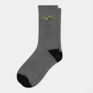 Funny T Rex Trying skipping rope, Sad Dinosaur Socks
