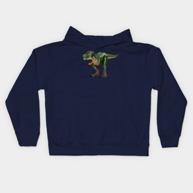Funny T Rex Trying skipping rope, Sad Dinosaur Kids Hoodie by logiamerch