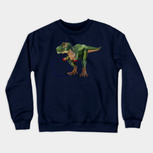 Funny T Rex Trying skipping rope, Sad Dinosaur Crewneck Sweatshirt