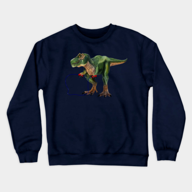 Funny T Rex Trying skipping rope, Sad Dinosaur Crewneck Sweatshirt by logiamerch