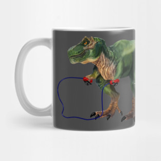 Funny T Rex Trying skipping rope, Sad Dinosaur Mug