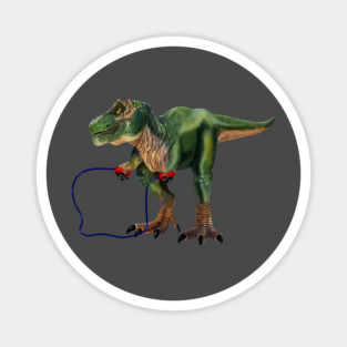 Funny T Rex Trying skipping rope, Sad Dinosaur Magnet