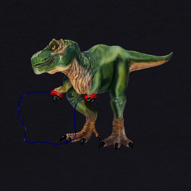 Funny T Rex Trying skipping rope, Sad Dinosaur by logiamerch