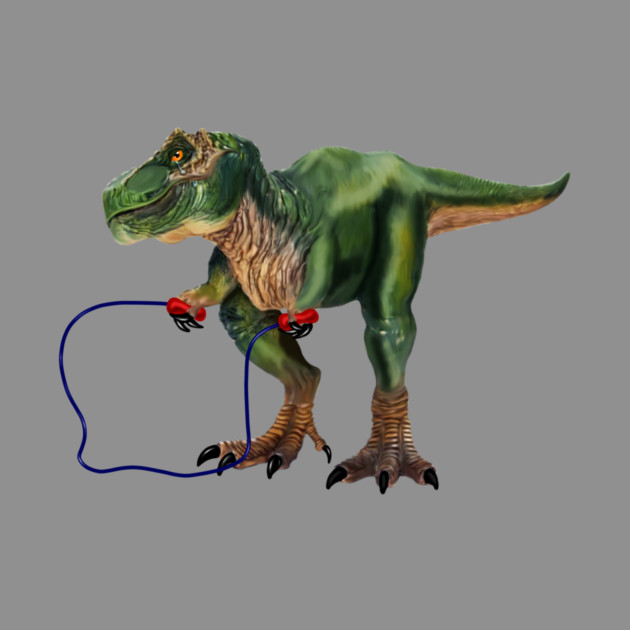 Funny T Rex Trying skipping rope, Sad Dinosaur by logiamerch