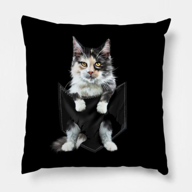 Funny Cute Cat Inside Pocket, Cat Lover Pillow by logiamerch