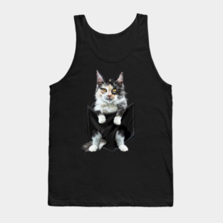 Funny Cute Cat Inside Pocket, Cat Lover Tank Top