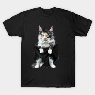 Funny Cute Cat Inside Pocket, Cat Lover T-Shirt