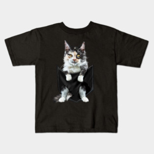 Funny Cute Cat Inside Pocket, Cat Lover Kids T-Shirt