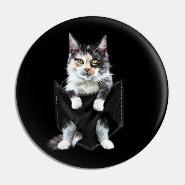 Funny Cute Cat Inside Pocket, Cat Lover Pin by logiamerch