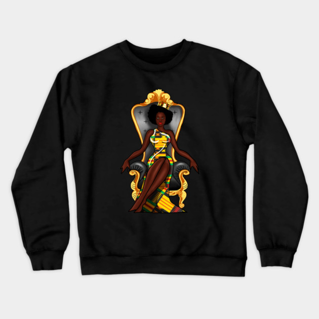 Afro African Queen, Beauty, Melanin Woman, Kente Pattern Crewneck Sweatshirt by logiamerch