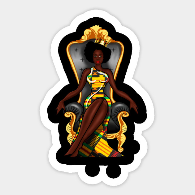 Afro African Queen, Beauty, Melanin Woman, Kente Pattern Sticker by logiamerch