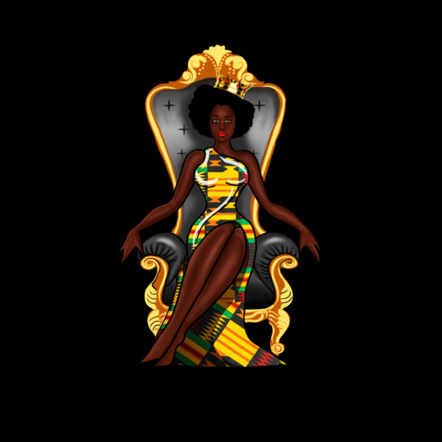 Afro African Queen, Beauty, Melanin Woman, Kente Pattern by logiamerch