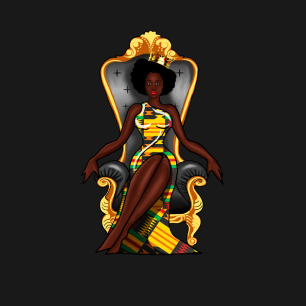 Afro African Queen, Beauty, Melanin Woman, Kente Pattern by logiamerch