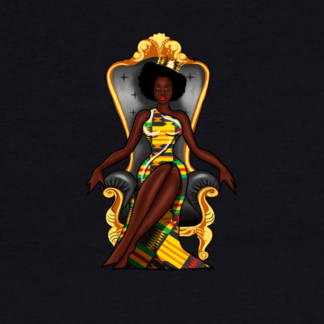 Afro African Queen, Beauty, Melanin Woman, Kente Pattern by logiamerch