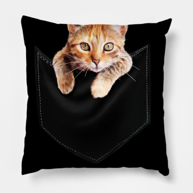 Funny Cute Ginger Cat Inside Pocket, Cat Lover Pillow by logiamerch