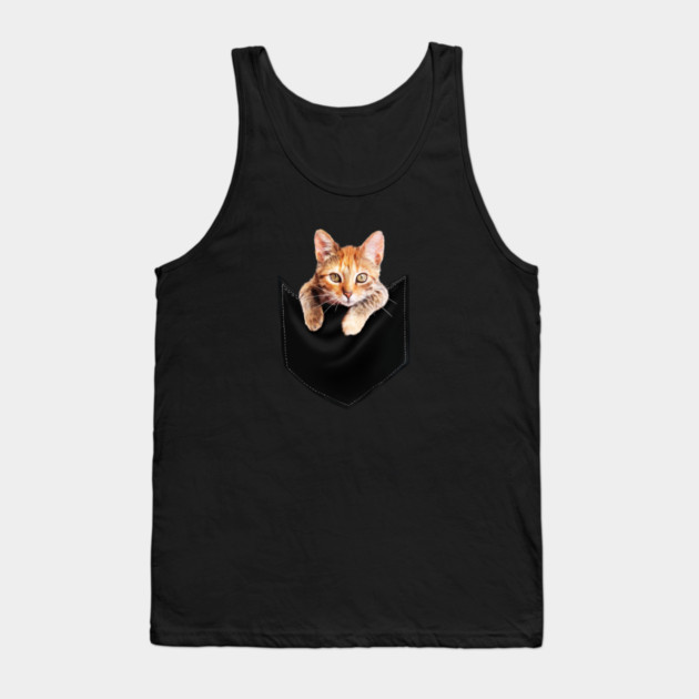 Funny Cute Ginger Cat Inside Pocket, Cat Lover Tank Top by logiamerch