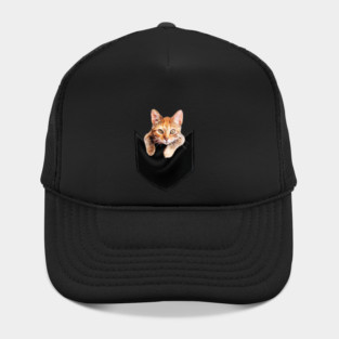 Funny Cute Ginger Cat Inside Pocket, Cat Lover Hat