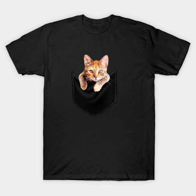 Funny Cute Ginger Cat Inside Pocket, Cat Lover T-Shirt by logiamerch