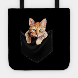 Funny Cute Ginger Cat Inside Pocket, Cat Lover Tote