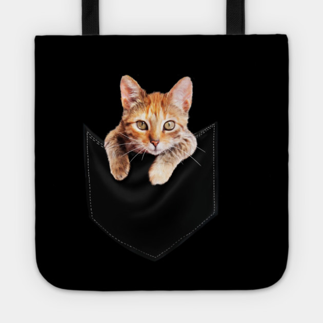 Funny Cute Ginger Cat Inside Pocket, Cat Lover Tote by logiamerch