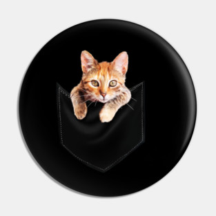 Funny Cute Ginger Cat Inside Pocket, Cat Lover Pin