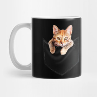Funny Cute Ginger Cat Inside Pocket, Cat Lover Mug