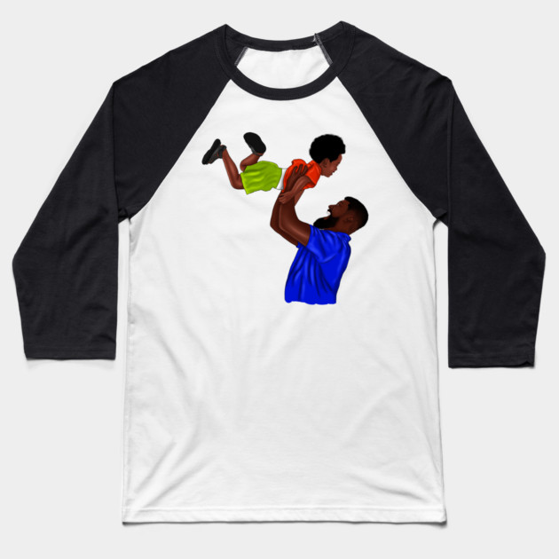 African Dad and Son, Father and Child Baseball T-Shirt by logiamerch