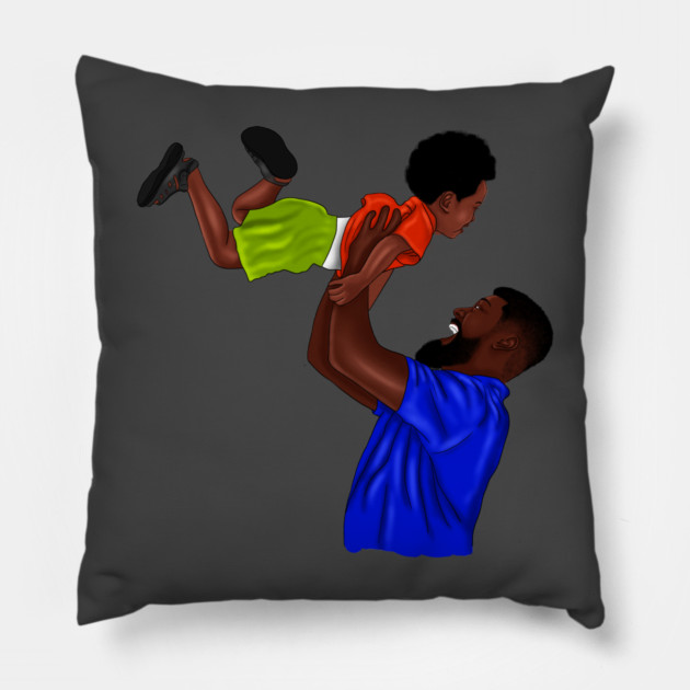 African Dad and Son, Father and Child Pillow by logiamerch