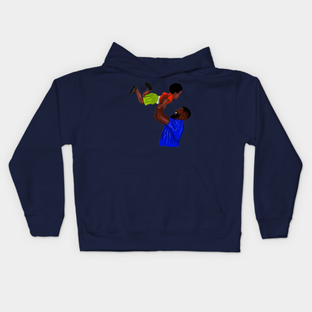 African Dad and Son, Father and Child Kids Hoodie by logiamerch