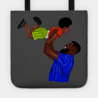 African Dad and Son, Father and Child Tote