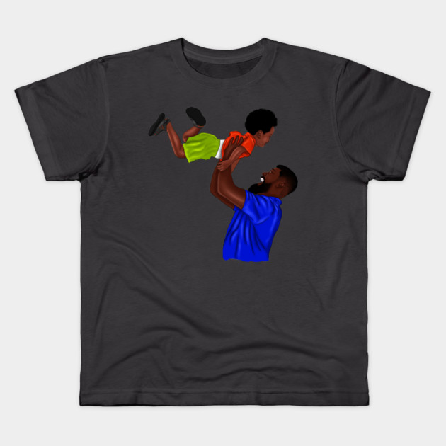 African Dad and Son, Father and Child Kids T-Shirt by logiamerch