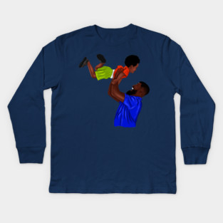 African Dad and Son, Father and Child Kids Long Sleeve T-Shirt