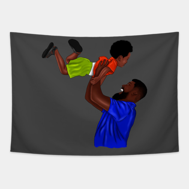 African Dad and Son, Father and Child Tapestry by logiamerch