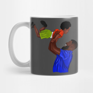 African Dad and Son, Father and Child Mug
