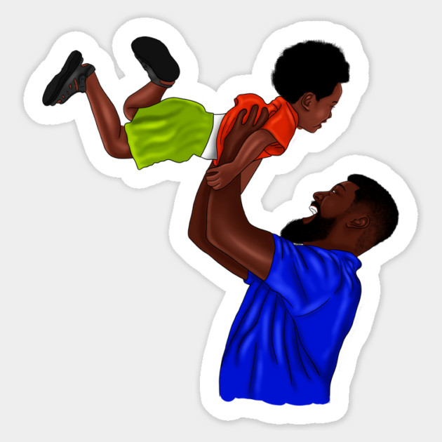 African Dad and Son, Father and Child Sticker by logiamerch